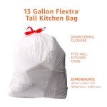 Amazon Basics 13 Gallon Flextra Strength Tall Kitchen Drawstring Trash Bags, Clean Fresh Scnet, Tear Resistant, 10% Post Consumer Recycled, 90 Count