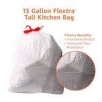 Amazon Basics 13 Gallon Flextra Strength Tall Kitchen Drawstring Trash Bags, Clean Fresh Scnet, Tear Resistant, 10% Post Consumer Recycled, 90 Count