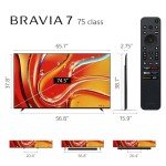 Sony 75 Inch Mini LED QLED 4K Ultra HD TV BRAVIA 7 Smart Google TV with Dolby Vision HDR and Exclusive Features for PlayStation®5 (K-75XR70), 2024 Model