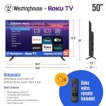 Westinghouse Edgeless Roku TV - 50 Inch Smart Television, 4K LED UHD w/HDR 10, Wi-Fi & Mobile App Connectivity, Flat Screen Compatible w/Apple Home Kit, Alexa, & Google Assistant