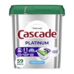 Cascade Platinum + Oxi Dishwasher Pods, 59 Count