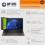 HP Laptop 255 G10 Notebook • 32GB RAM • 1TB SSD • 15.6" Full HD IPS Display • Ryzen 3 7330U Processor • HDMI • USB-C • Wi-Fi 6 • Bluetooth 5 • Windows 11 Pro • Business or Personal Use