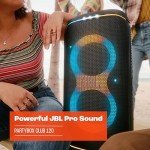 JBL PartyBox Club 120 - Portable Party Speaker with Foldable Handle, Powerful JBL Pro Sound, Futuristic lightshow, Up to 12 Hours of Play time, Splash Proof, Dual Mic & Guitar Inputs (Black)