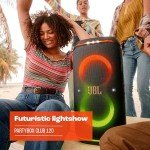 JBL PartyBox Club 120 - Portable Party Speaker with Foldable Handle, Powerful JBL Pro Sound, Futuristic lightshow, Up to 12 Hours of Play time, Splash Proof, Dual Mic & Guitar Inputs (Black)