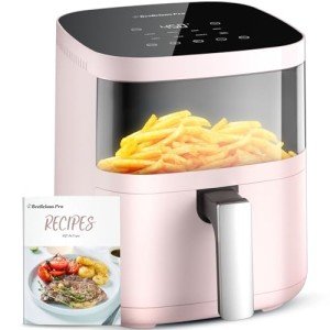 Air Fryer, Beelicious 8-In-One Smart Compact 4QT Air Fryers, with Viewing Window, Shake Reminder, 450°F Digital Airfryer with Flavor-Lock Tech, Dishwasher-Safe & Nonstick, Fit for 1-3 People, Pink