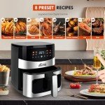 MIRASTON 6.5QT Smart Digital Air Fryer, Visual Window, 8 Presets Recipes for Fast Easy Meal, Snack, Dessert, Main Dish, Square Basket Dishwasher-Safe, for 3-5 People, Kitchen Dorm Office Apartment