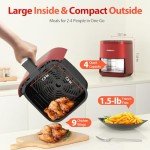 Air Fryer, Beelicious 8-in-1 Smart Compact 4QT Air Fryers, Shake Reminder,450°F Digital Airfryer with Flavor-Lock Tech, Tempered Glass Display, Dishwasher-Safe & Nonstick,Fit for 1-3 People, Red