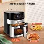 MIRASTON 6.5QT Smart Digital Air Fryer, Visual Window, 8 Presets Recipes for Fast Easy Meal, Snack, Dessert, Main Dish, Square Basket Dishwasher-Safe, for 3-5 People, Kitchen Dorm Office Apartment