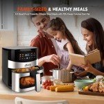 MIRASTON 6.5QT Smart Digital Air Fryer, Visual Window, 8 Presets Recipes for Fast Easy Meal, Snack, Dessert, Main Dish, Square Basket Dishwasher-Safe, for 3-5 People, Kitchen Dorm Office Apartment