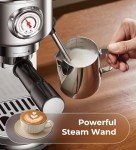 Espresso Machine with Milk Frother, 20 Bar High Pressure Professional Espresso Maker Automatic, Compact Stainless Steel Coffee Machine for Cappuccino, Latte, Gift for Coffee Lover, Silver