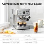 HIBREW H10A - Programmable Espresso Machine - 58mm Portafilter in Stainless Steel - Temperature & Cup Volume Adjustable at will - With Intelligent Display Screen & Pressure Gauge (Metallic Grey)