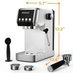 MAttinata Espresso Machine 20Bar, Compact Espresso Maker, Stainless Steel Coffee Maker for Cappuccino, Latte With Steam Milk Frother For Home, Office Mattino Ultra