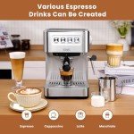 Gevi 20 Bar Espresso Machine High Pressure with Milk Frother Steam Wand,Compact Super Automatic EspressoMachines,Cappuccino,Latte Maker for Home,Stainless Steel Espresso Maker, Gift for Dad or Mom
