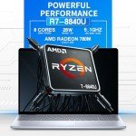 Dell Inspiron 16 Touchscreen Premium Laptop - 16" FHD Display, AMD Ryzen 7-8840U, Backlit Keyboard, Fingerprint Reader, w/DVD Drive, Win11 Pro, Lifetime MS Office (32GB RAM DDR5| 1TB SSD)
