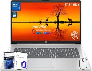 HP 17 inch Touchscreen Laptop Computer Business, MS Office 2024, 17.3" HD+ Display, 10-Core Intel 7-150U(up to 5.4 GHz), 64 GB RAM, 2 TB SSD, Backlit Keyboard, Wi-Fi 6, Windows 11 Pro, w/Accessories
