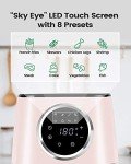 KOOC Pink Air Fryer with Accessories, 4.5 Quart Electric Hot Oven Cooker, With Cheat Sheet, LED Touch Digital Screen, 8 in 1, Customized Temp/Time, Nonstick Basket, Large