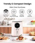 KOOC Pink Air Fryer with Accessories, 4.5 Quart Electric Hot Oven Cooker, With Cheat Sheet, LED Touch Digital Screen, 8 in 1, Customized Temp/Time, Nonstick Basket, Large