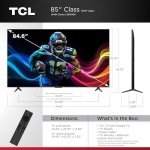 TCL 85-Inch QM6K QLED 4K Smart QD-Mini LED TV with Google TV (85QM6K, 2025 Model) Dolby Vision IQ, Dolby Atmos, HDR, Game Accelerator up to 288Hz, Voice Remote, Works with Alexa, Streaming Television