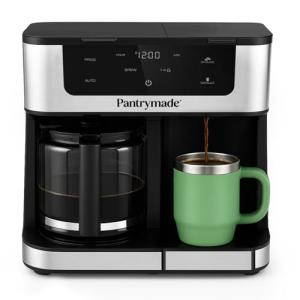 Pantrymade Deluxe 12-Cup Coffee Maker & Single Serve Brewer – Programmable, K-Cup Compatible, Adjustable Brew Size, Glass Carafe, Auto Shut-Off - Ideal for Home or Office