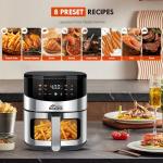 MIRASTON 6.5QT Smart Digital Air Fryer, Visual Window, 8 Presets Recipes for Fast Easy Meal, Snack, Dessert, Main Dish, Square Basket Dishwasher-Safe, for 3-5 People, Kitchen Dorm Office Apartment