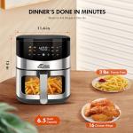 MIRASTON 6.5QT Smart Digital Air Fryer, Visual Window, 8 Presets Recipes for Fast Easy Meal, Snack, Dessert, Main Dish, Square Basket Dishwasher-Safe, for 3-5 People, Kitchen Dorm Office Apartment