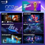 Hisense 100" Class QD7 Series Mini-LED 4K UHD Smart Fire TV (100QD7QF, 2025 Model) - QLED, 144hz, HDR10+, Dolby Vision, Dolby Atmos, Game Mode Pro, ALLM, Alexa Built in with Voice Remote, Black