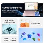 HP Flagship 14" Laptop with 1 Year Office 365 | 16GB RAM | 1.22TB Storage(64GB eMMC & 160GB Docking Station & 1TB Cloud Storage) | Intel 4-Core Processor| Webcam | Wi-Fi | Windows 11 | Pink