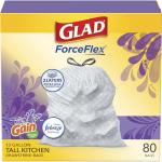 Glad ForceFlex Tall Kitchen Trash Bags, 13 Gal, Gain Lavender with Febreze, 80 Ct (Pack May Vary)