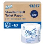 Scott 100 Percent Recycled Fiber Bulk Toilet Paper (13217), 2-Ply, Individually Wrapped, 80 Rolls of 473 Sheets