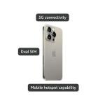 Apple iPhone 15 Pro, 256GB, Natural Titanium - Unlocked (Renewed)