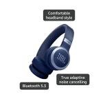 JBL Live 670NC - Wireless On-Ear Headphones with Adaptive Noise Cancelling with Smart Ambient, Up to 65H Battery Life with Speed Charge, Lightweight, Comfortable and Foldable Design (Blue)