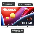 Hisense 75” Class U6 Series ULED 4K UHD Smart Fire TV (75U6HF, 2024) - QLED, Full Array Local Dimming, 600-Nit, Dolby Vision HDR 10+, HDMI 2.1, MEMC, 240 Motion Rate with VRR, Alexa Compatibility