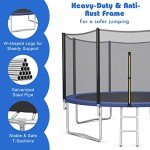 COSTWAY Round Trampoline with Safety Enclosure