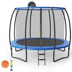12FT/14FT Outdoor Trampoline with Safety Net & Ladder