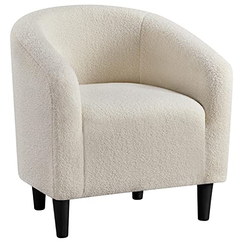 Elegant Ivory Fur Accent Barrel Chair