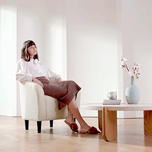 Elegant Ivory Fur Accent Barrel Chair