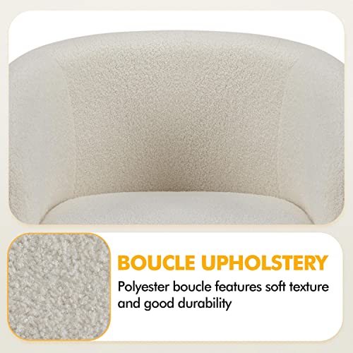 Elegant Ivory Fur Accent Barrel Chair