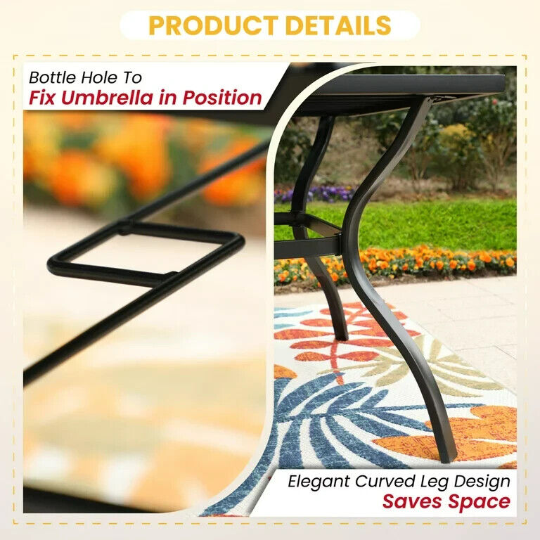 Outdoor Patio Dining Set with Stackable Chairs and Rectangle Table