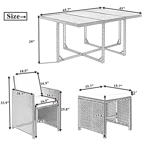 11-Piece Outdoor Patio Wicker Dining Set with Wood Tabletop