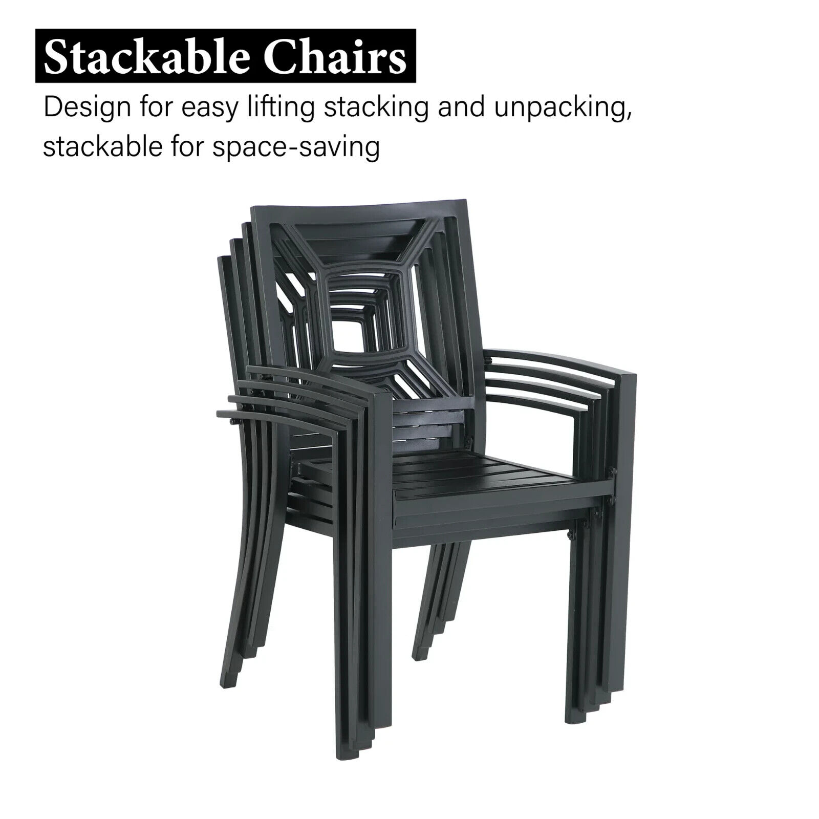 Outdoor Patio Dining Set with Stackable Chairs and Rectangle Table