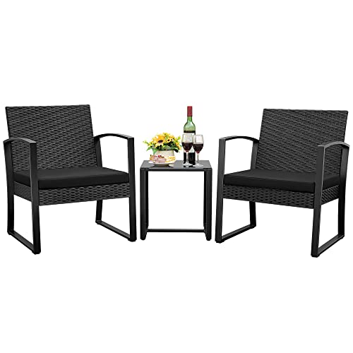 JUMMICO All-Weather Patio Chairs - Black