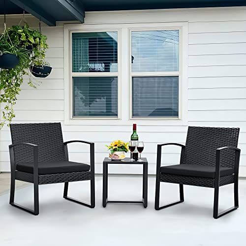 JUMMICO All-Weather Patio Chairs - Black