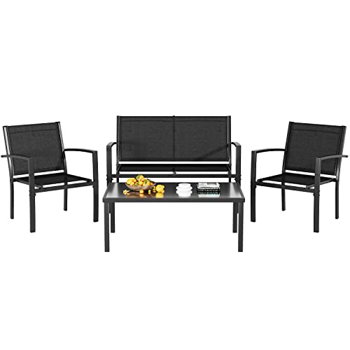 Outdoor Patio Furniture Set with Glass Coffee Table