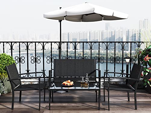 Outdoor Patio Furniture Set with Glass Coffee Table