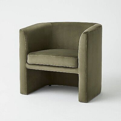 Vernon Olive Velvet Barrel Accent Chair - Threshold