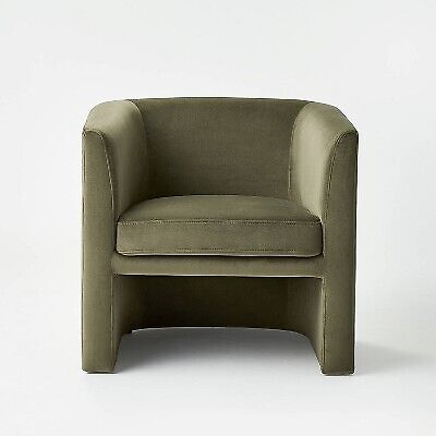 Vernon Olive Velvet Barrel Accent Chair - Threshold
