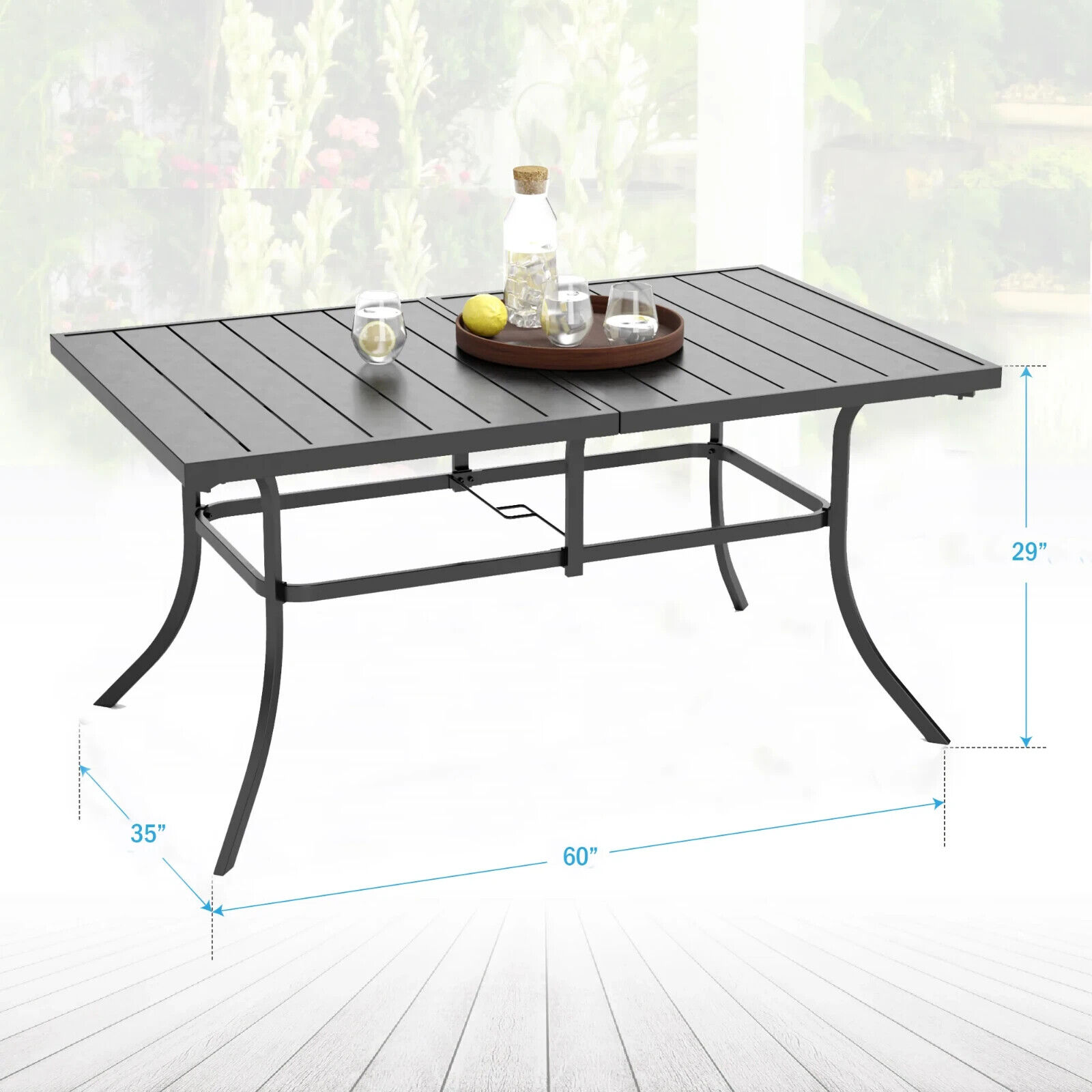 Rectangular Outdoor Dining Table for 6 with Umbrella