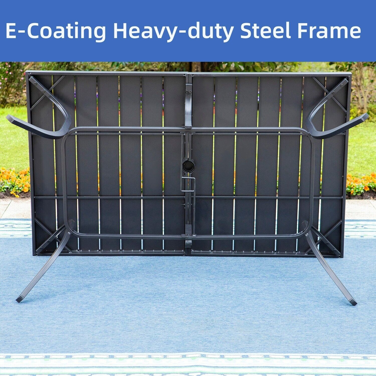 Rectangular Outdoor Dining Table for 6 with Umbrella