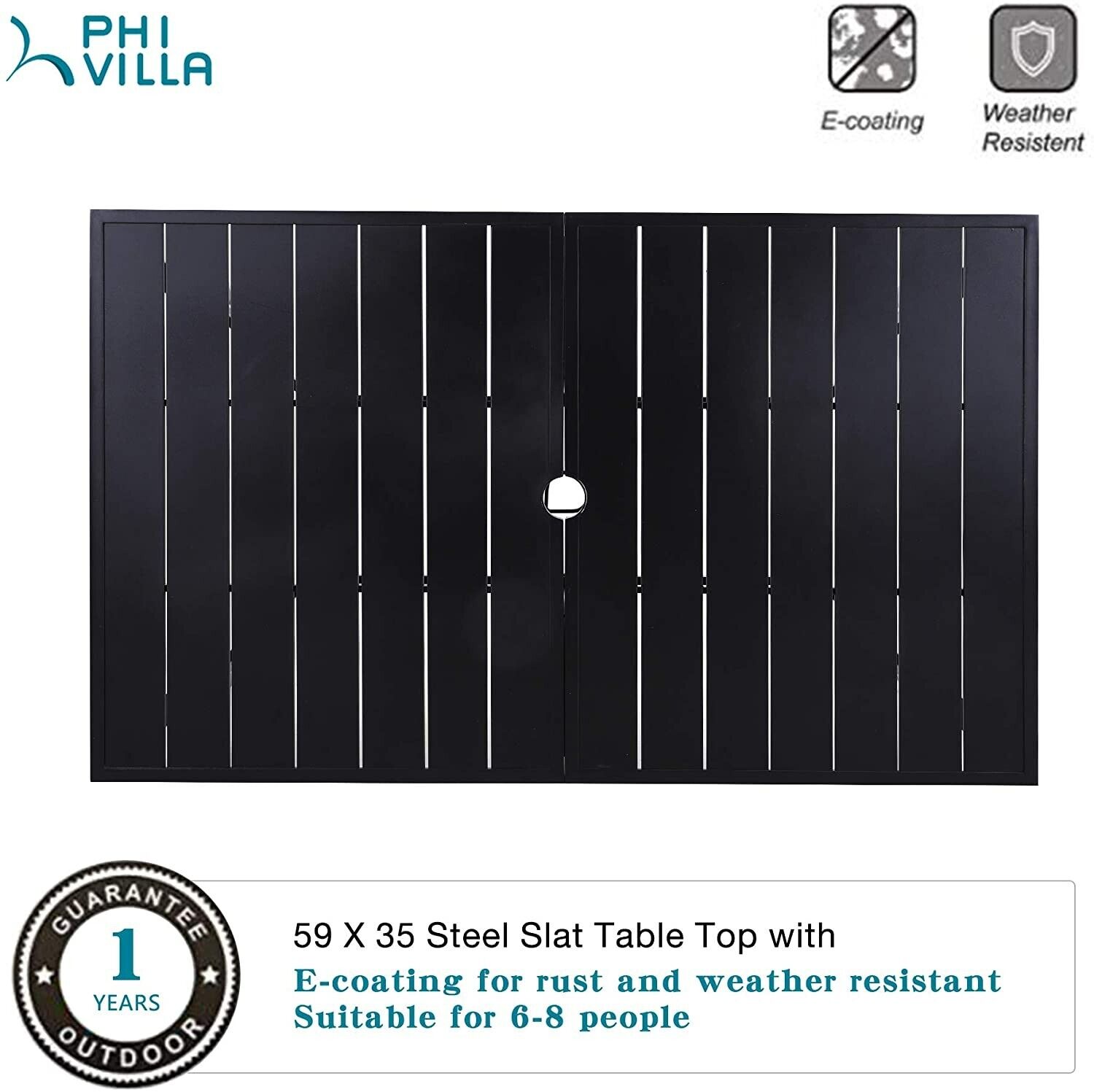 Rectangular Outdoor Dining Table for 6 with Umbrella