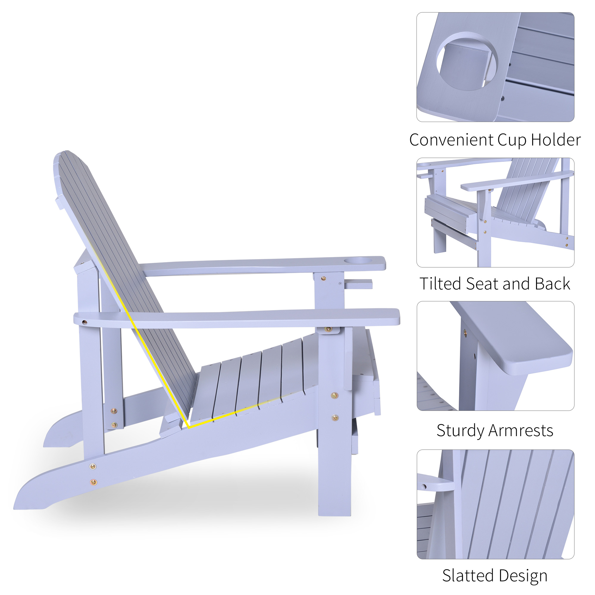 Wooden Outdoor Adirondack Chair with Patio Seating